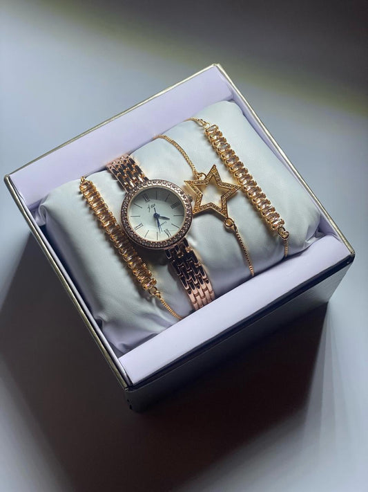 Gold Plated Bracelets X Combine Golden Watch